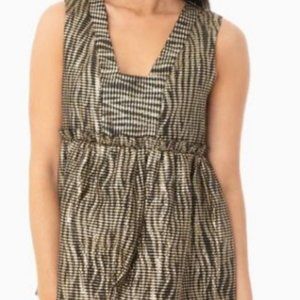 Gold Jacquard Peplum Lucia Blouse